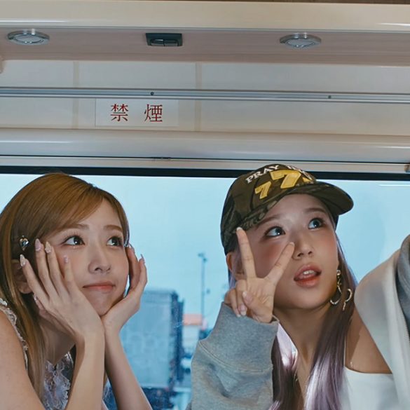 2 members of Limelight are posing cutely for a selfie in an RV