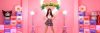 Han Leeseul of Rockit Girl stands in a room between two lights and tables. She is posing with her legs slightly apart, and her hands on her hips. There is a microphone in front of her.